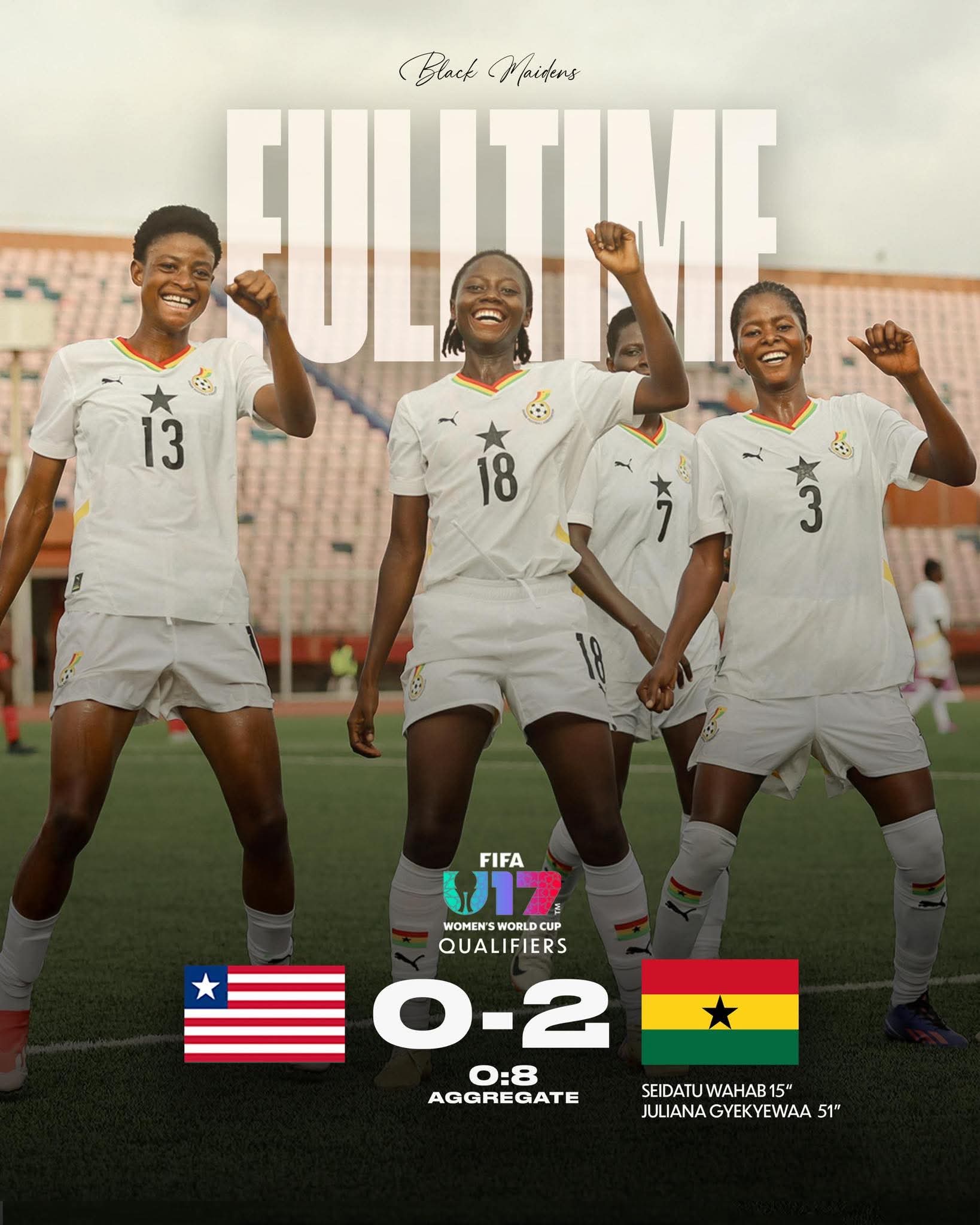 Black Maidens Seal 8-0 Aggregate Rout with 2-0 Win Over Liberia