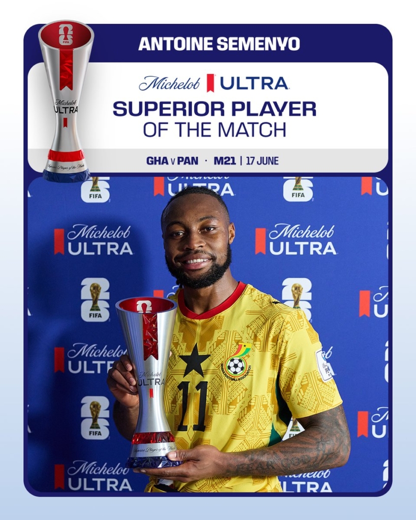 Semenyo Named Man of the Match in Ghana’s 1-0 Win Over Panama