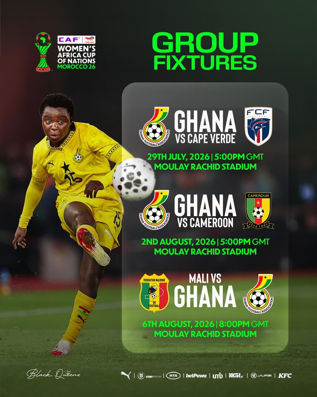 Ghana’s Black Queens Set for Morocco Showdown: Full WAFCON Schedule Revealed